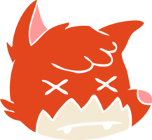 flat color style cartoon dead fox face png