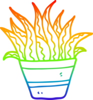 rainbow gradient line drawing of a cartoon house plant png