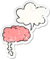 cartoon brain with speech bubble distressed distressed old sticker png