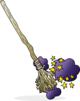 hand drawn cartoon magical broom png