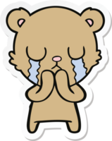 sticker of a crying cartoon bear png