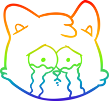 Regenbogen Gradient Linie Zeichnung von ein Weinen Karikatur Katze Gesicht png