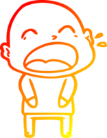 chaud pente ligne dessin de une dessin animé en criant chauve homme png