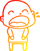 warm gradient line drawing of a cartoon shouting bald man png