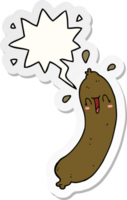 happy cartoon sausage with speech bubble sticker png