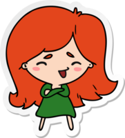 sticker cartoon illustration of a cute kawaii girl png