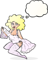 cartoon woman changing with thought bubble png