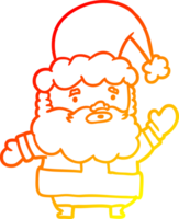 warm gradient line drawing of a santa claus waving png