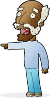 cartoon scared old man pointing png