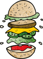 dessin animé doodle énorme burger png