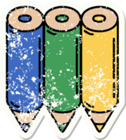 distressed sticker tattoo in traditional style of a coloring pencils png