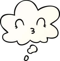 happy cartoon face with thought bubble in smooth gradient style png