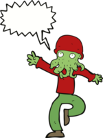 cartoon alien monster man with speech bubble png