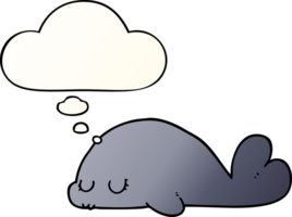 cute cartoon seal with thought bubble in smooth gradient style png