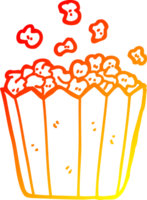 warm gradient line drawing of a cartoon popcorn png
