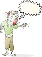 main tiré discours bulle dessin animé zombi png