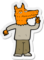 sticker of a cartoon happy fox man png