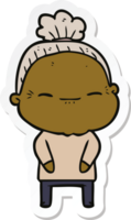 sticker of a cartoon peaceful old woman png