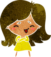 retro desenho animado ilustração do uma fofa kawaii menina png