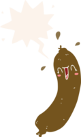 content dessin animé saucisse avec discours bulle dans rétro style png