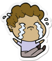 sticker of a cartoon man crying png