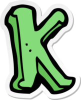 sticker van een tekenfilmletter k png