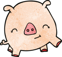 dessin animé doodle cochon heureux png