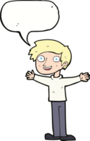 cartoon enthusiastic man with speech bubble png