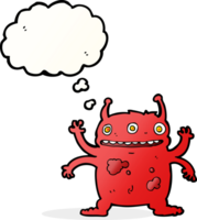 cartoon alien monster with thought bubble png