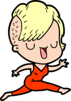 cute cartoon girl with hipster haircut png