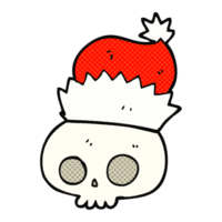 hand drawn cartoon skull wearing christmas hat png