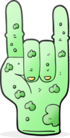 hand drawn cartoon zombie hand making horn sign png