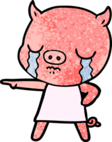 cartoon pig crying pointing png