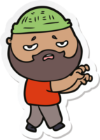 sticker of a cartoon worried man with beard png