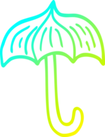 cold gradient line drawing of a cartoon open umbrella png