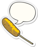 cartoon hotdog on a stick with speech bubble sticker png