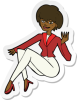 sticker of a cartoon businesswoman sitting png