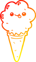 warm gradient line drawing of a cartoon ice cream png