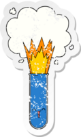 distressed sticker of a cartoon exploding chemicals in test tube png