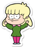 sticker of a cartoon smiling woman png