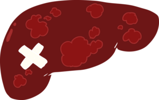 flat color style cartoon unhealthy liver png