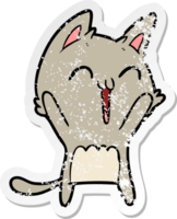 verontruste sticker van een vrolijke cartoonkat die miauwt png