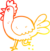 warm gradient line drawing of a cartoon rooster png