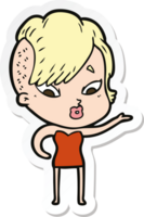 sticker of a cartoon surprised girl png