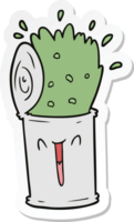 sticker of a cartoon happy exploding soup can png