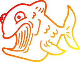 warm gradient line drawing of a funny cartoon fish png