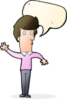 cartoon nervous man waving with speech bubble png