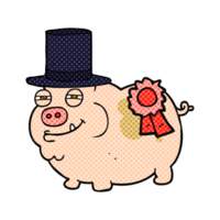 hand drawn cartoon prize winning pig png