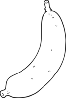 hand- getrokken zwart en wit tekenfilm banaan png