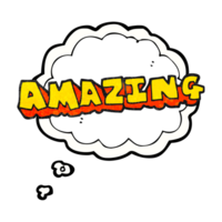 hand drawn thought bubble textured cartoon amazing word png